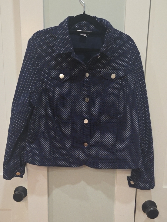 Alia Jackets & Blazers - Alia Navy Polka Dot Denim Jacket